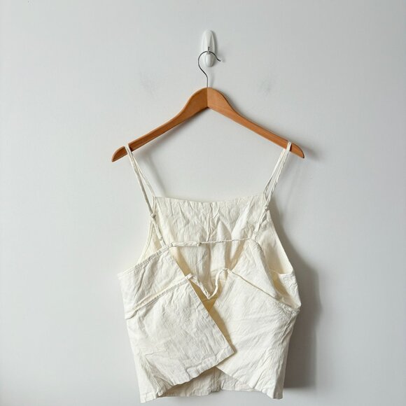 Free People James Linen Top Cropped NWT Optic White Size XL - Picture 7 of 9